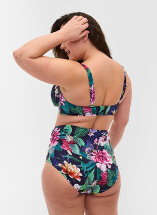 Bas de bikini taille haute à imprimé fleuri, Flower Print, Model image number 1