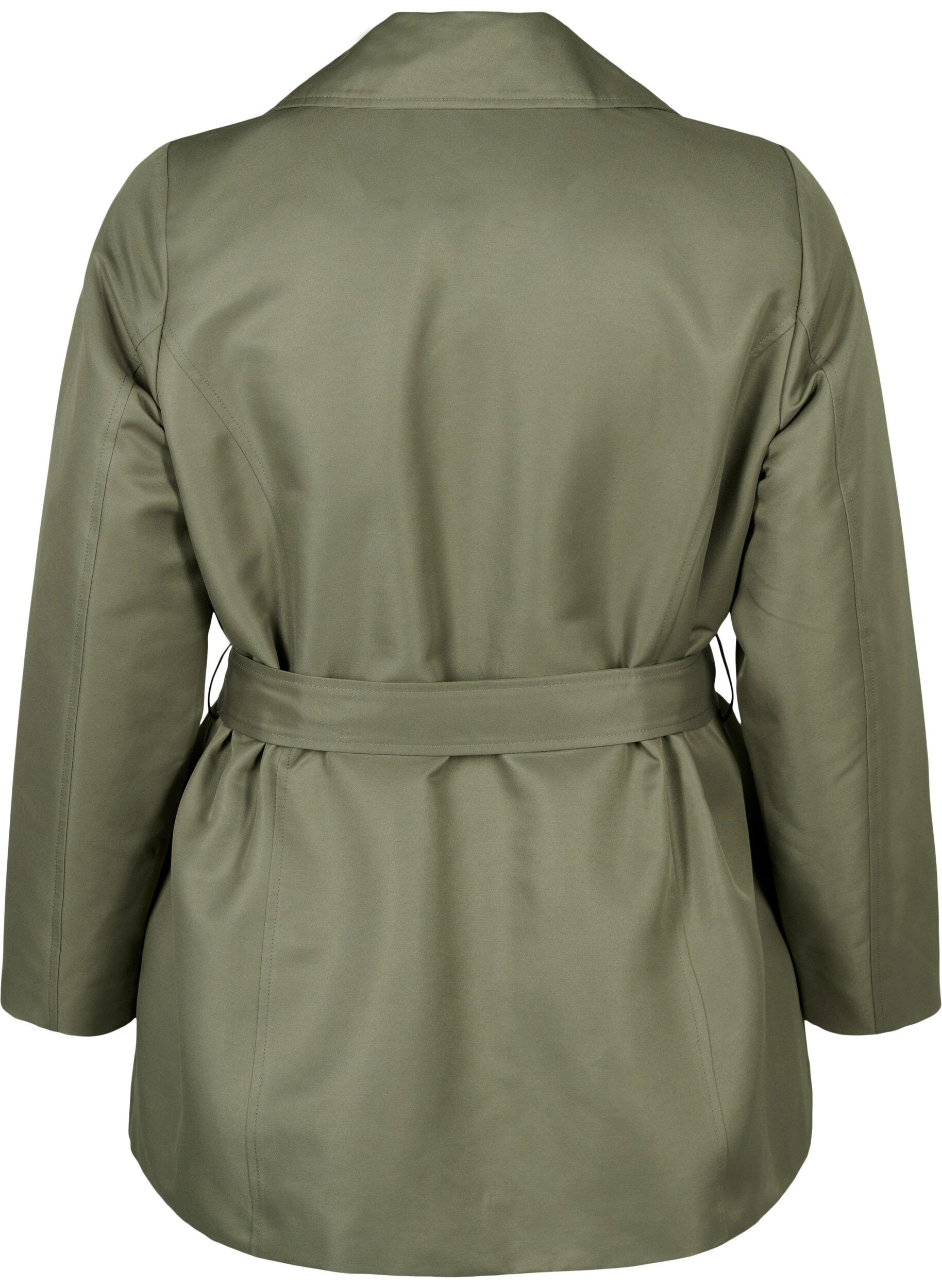 Zizzi Trench court avec ceinture, Vert Kaki, Packshot image number 1