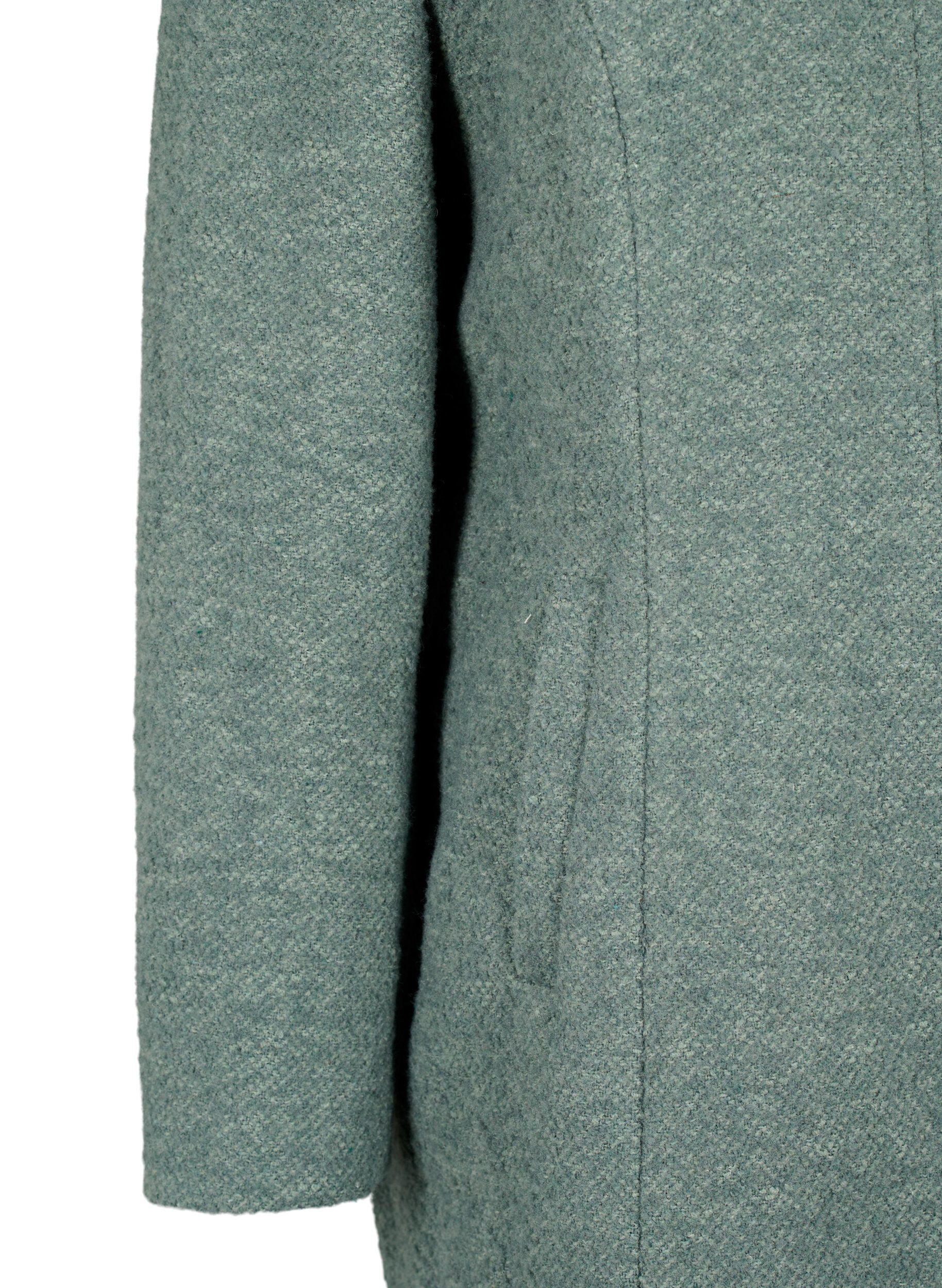 Zizzi Manteau boucl&eacute; en laine, Balsam Green Mel., Packshot image number 3