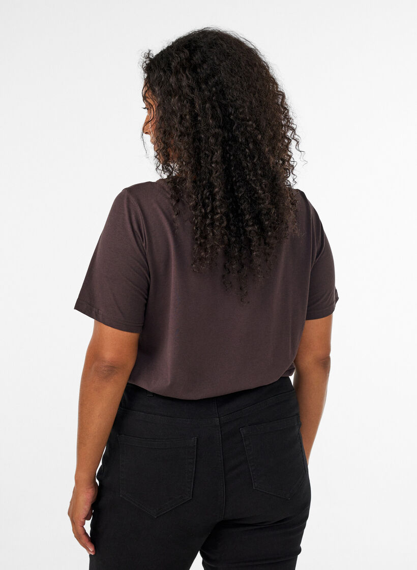 T-shirt imprim&eacute;, Marron, Model image number 2