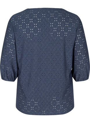 Blouse à manches 3/4 et broderie anglaise, Mood Indigo, Packshot image number 1