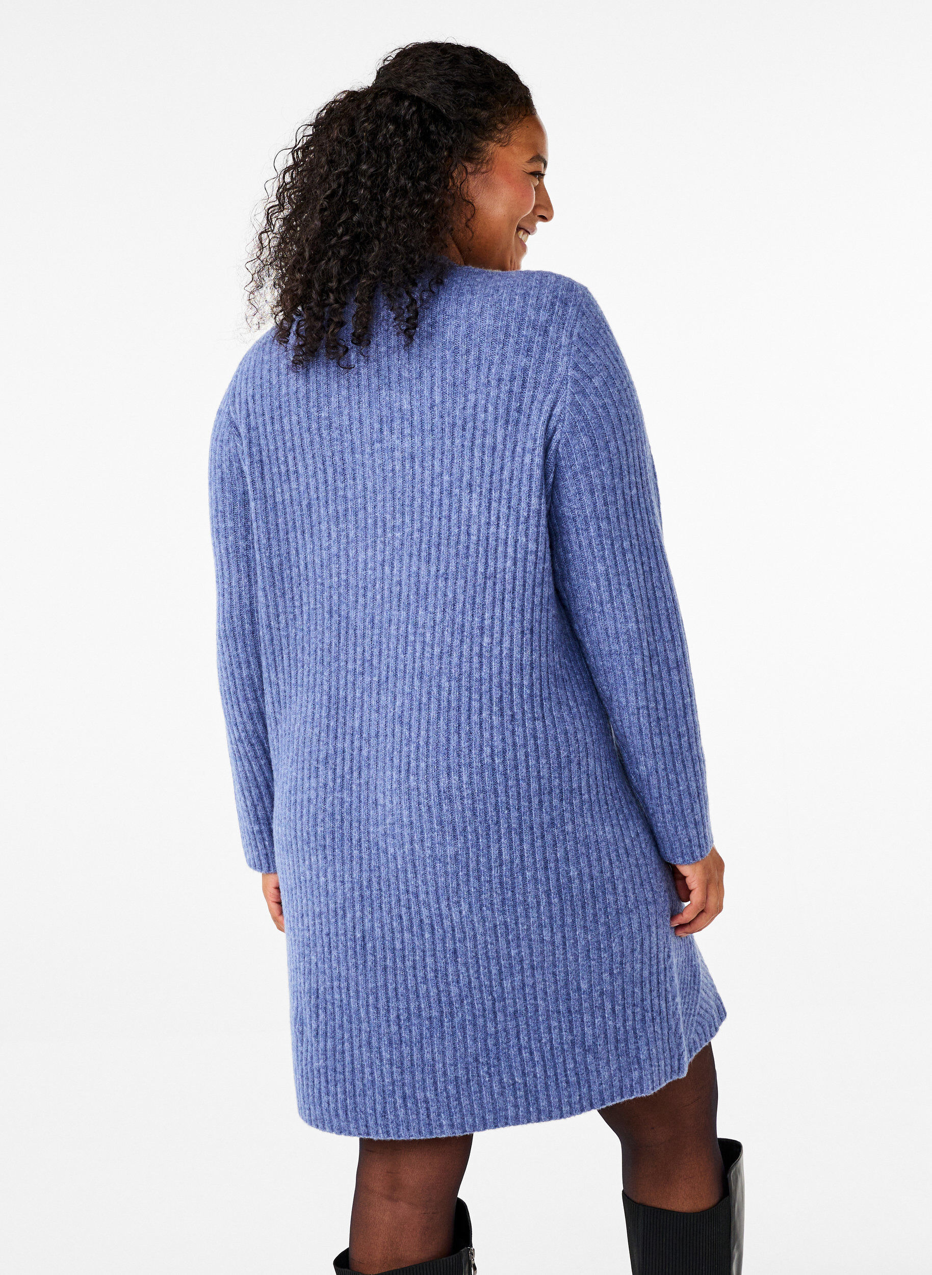 Zizzi Robe courte c&ocirc;tel&eacute;e &agrave; col rond, Grey Blue Mel., Model image number 1