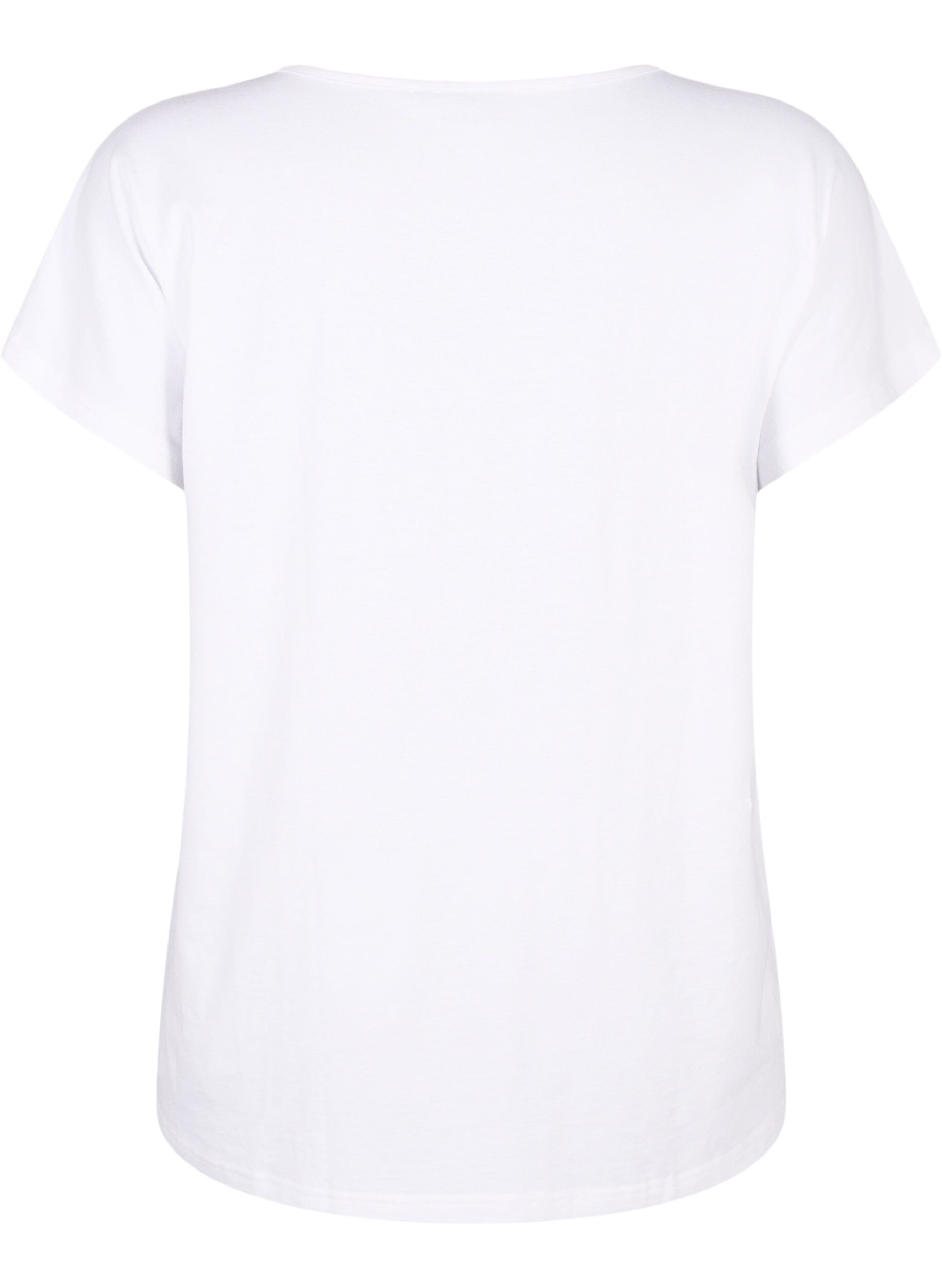 Zizzi T-shirt &agrave; col en V avec poche sur la poitrine, Bright White, Packshot image number 1