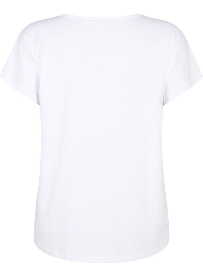 T-shirt à col en V avec poche sur la poitrine, Bright White, Packshot image number 1