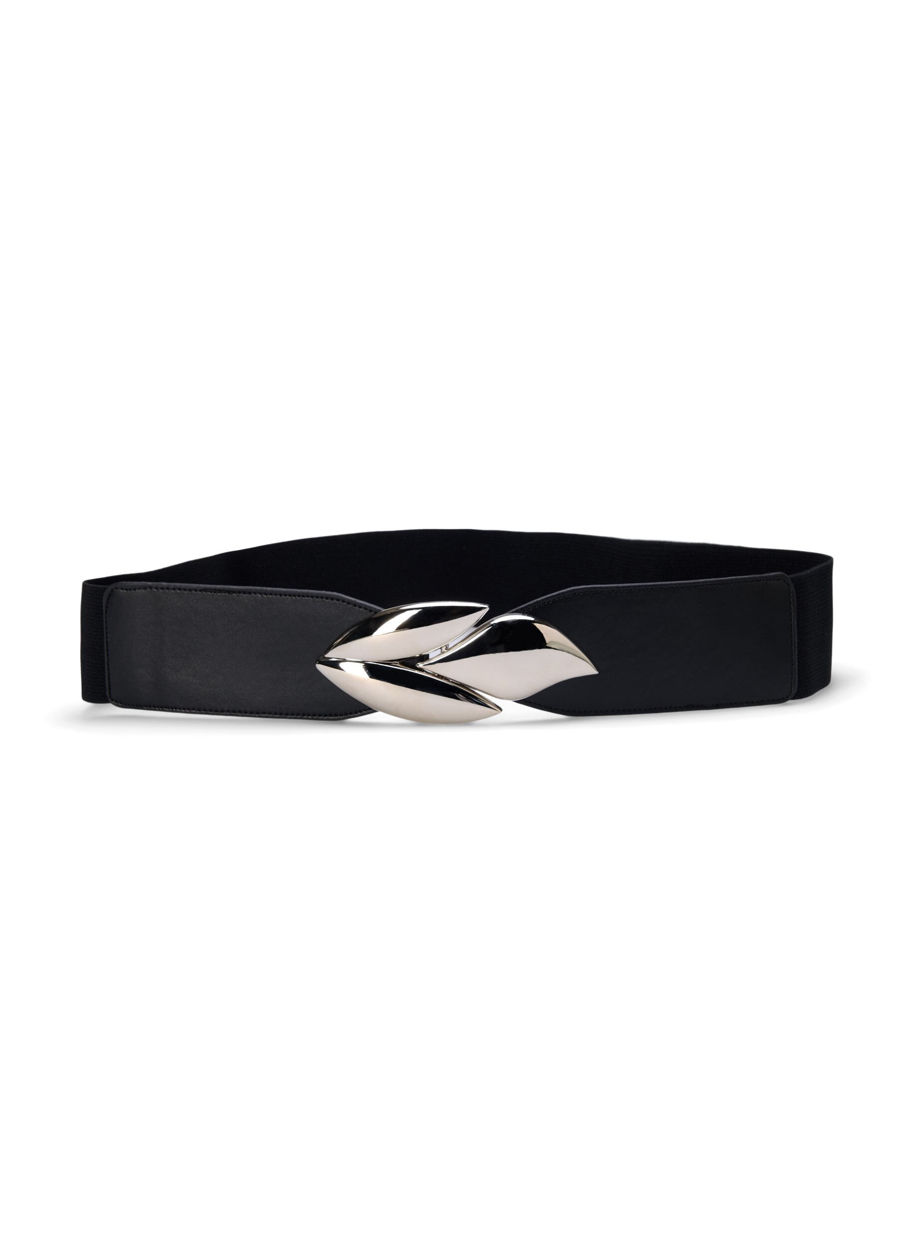 Zizzi Ceinture &eacute;lastique avec boucle argent&eacute;e, Black Silver Buckle, Packshot image number 0