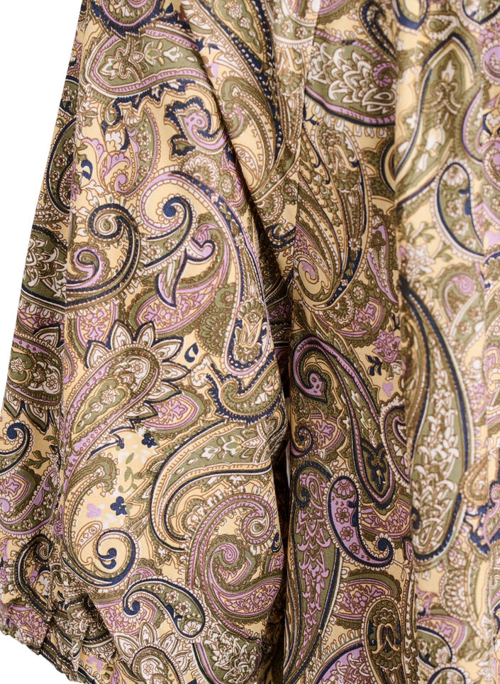 Blouse en viscose avec imprim&eacute; cachemire et lien &agrave; nouer, Jaune, Packshot image number 3