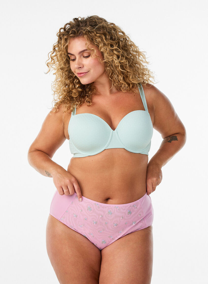 Soutien-gorge moul&eacute; en microfibre &agrave; texture dobby, Vert clair, Model image number 1