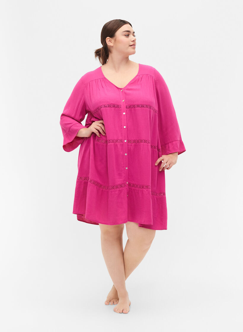 Robe de plage en viscose, Raspberry Rose, Model image number 2