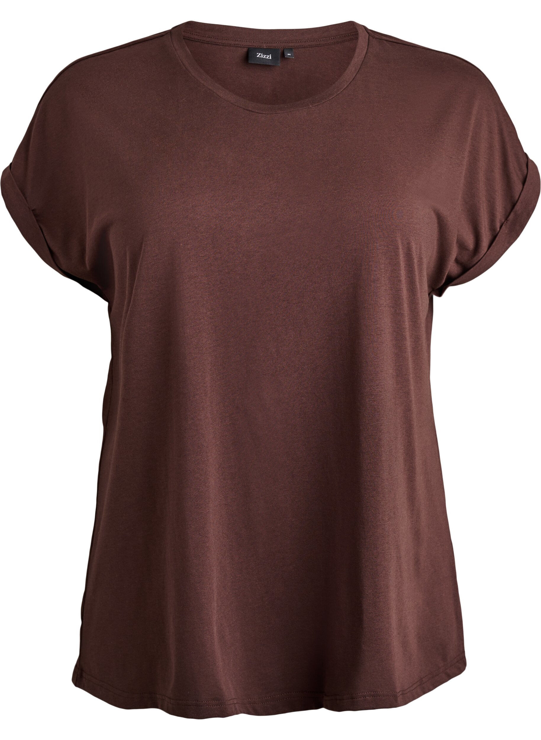 ZizziT-shirt &agrave; manches courtes en coton m&eacute;lang&eacute;, Marron, Packshot image number 0