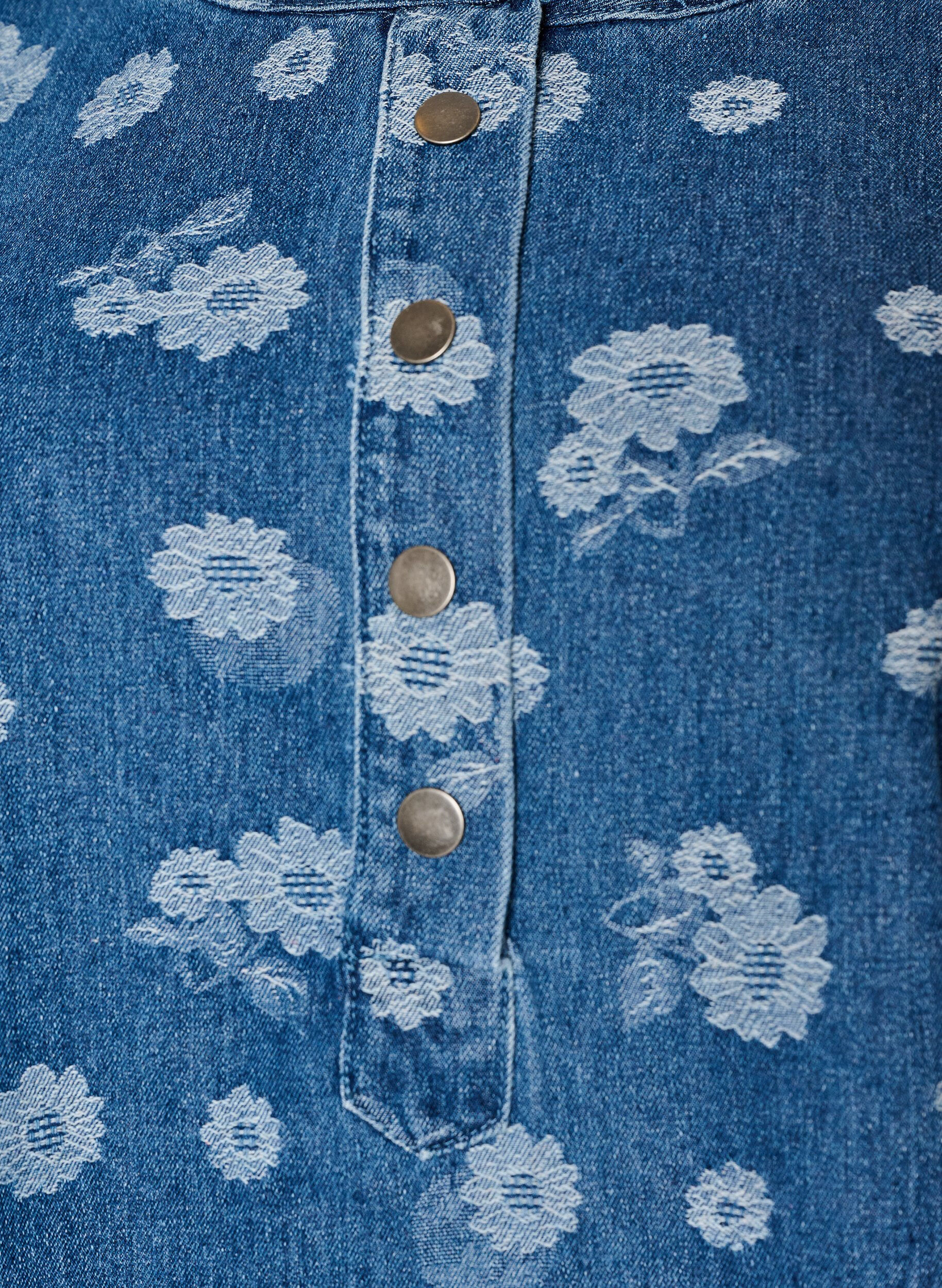 ZizziRobe en jean coupe &eacute;vas&eacute;e &agrave; motif floral, Bleu, Packshot image number 2
