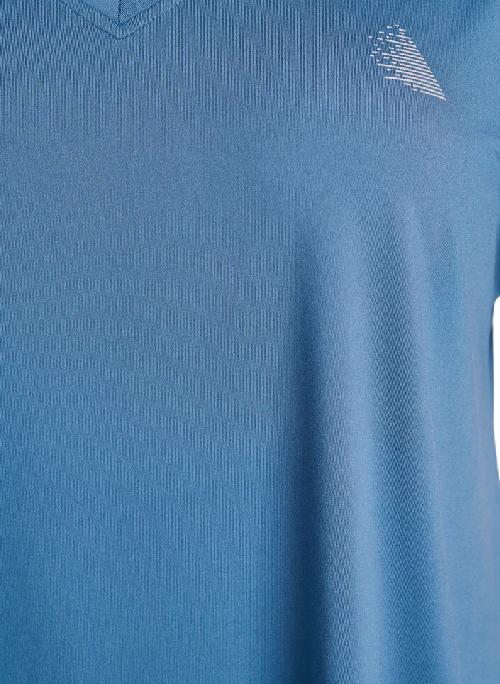 T-shirt de sport &agrave; manches courtes et col en V, Bleu p&eacute;trole, Packshot image number 2