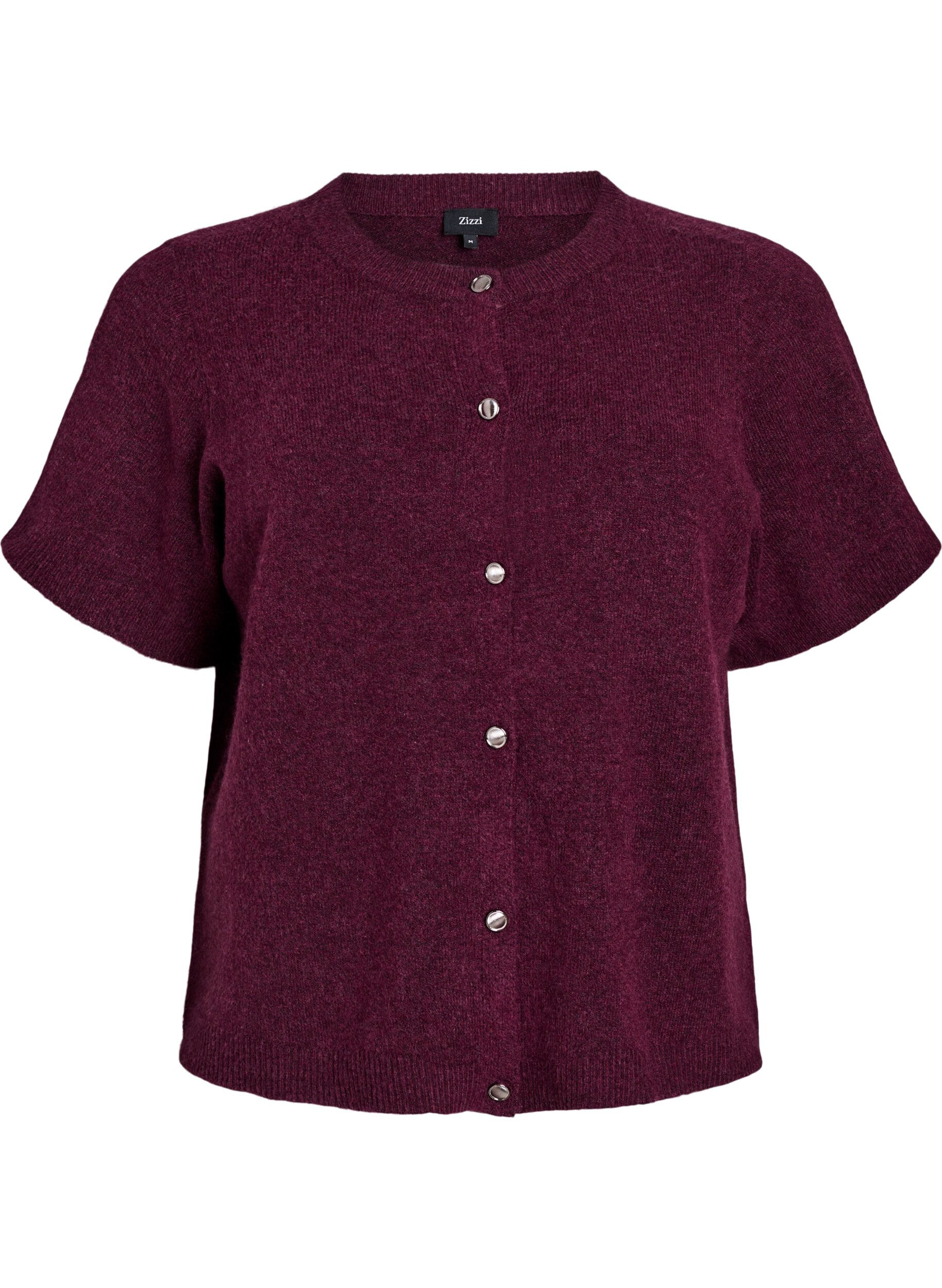 Zizzi Cardigan en tricots &agrave; manches courtes, Bordeaux fonc&eacute;, Packshot image number 0