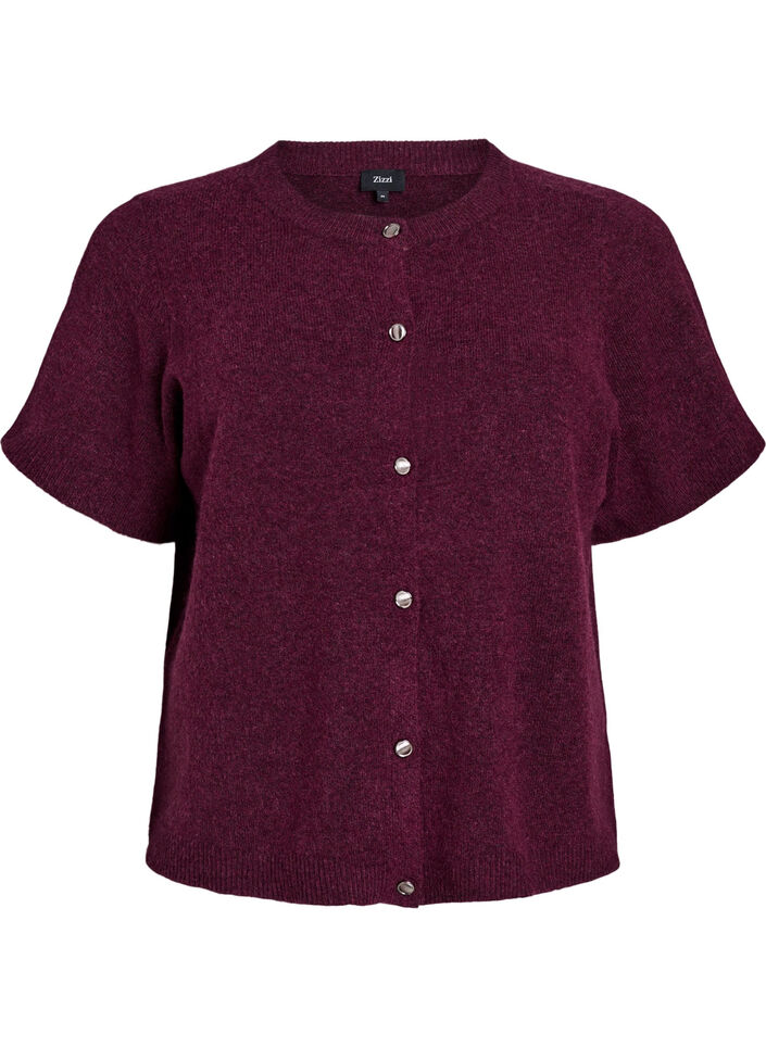  Cardigan en tricots &agrave; manches courtes, Bordeaux fonc&eacute;, Packshot image number 0