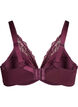 Soutien-gorge rembourr&eacute; en dentelle avec armatures, Bordeaux, Packshot image number 1