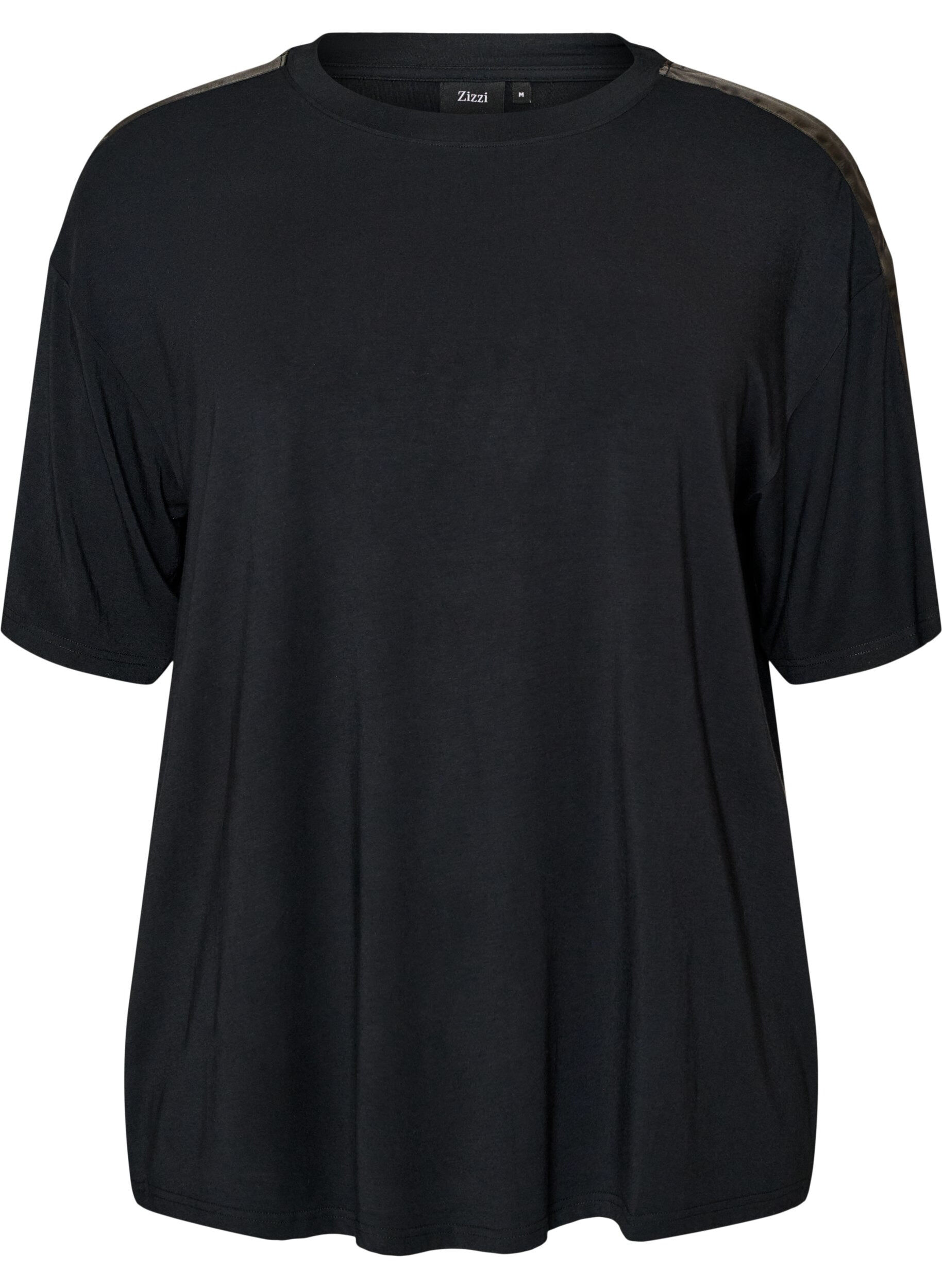 ZizziT-shirt de nuit en modal avec bande contrastante, Noir, Packshot image number 0