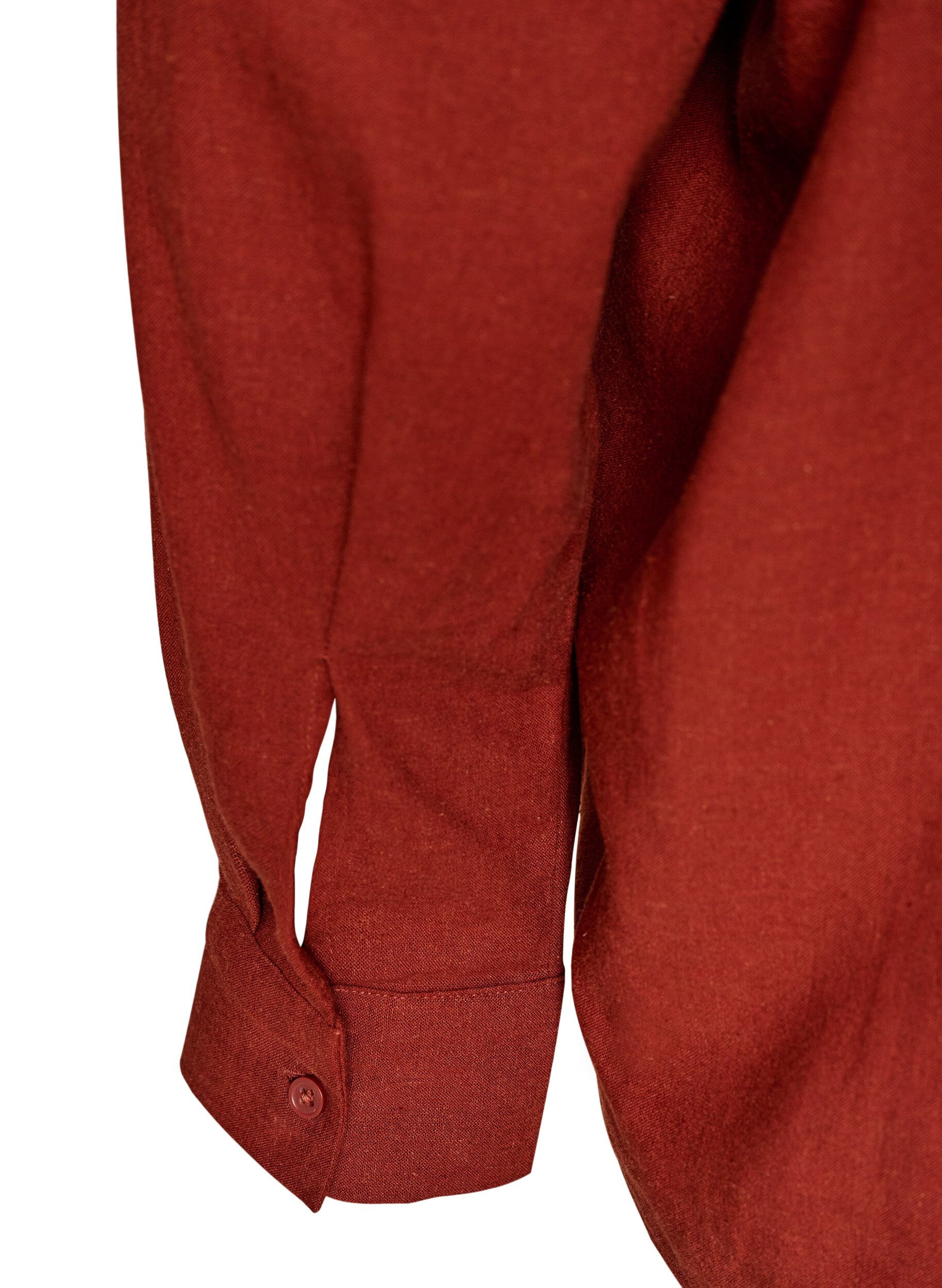 Zizzi Blouse en lin et viscose avec col en V, Bordeaux, Packshot image number 3