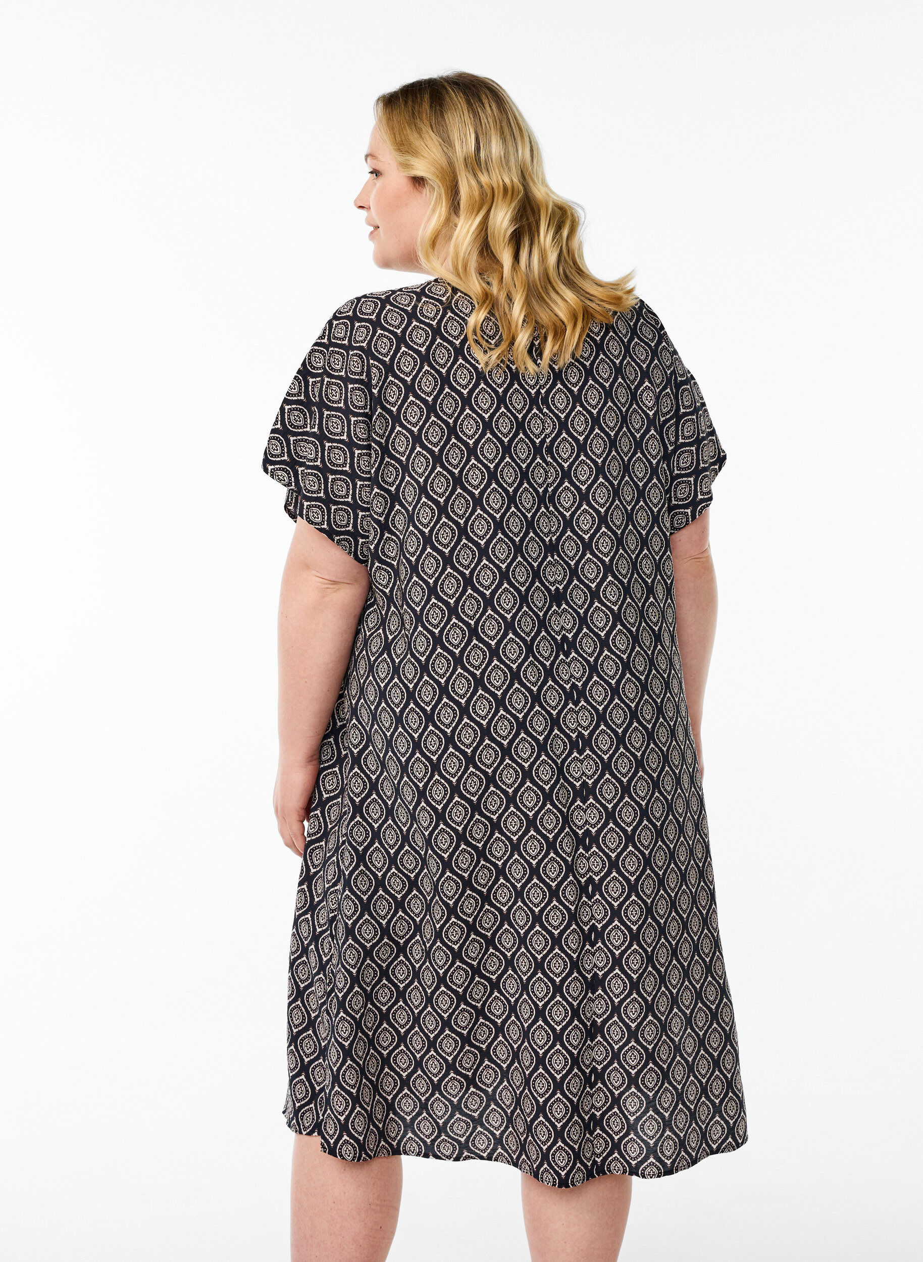 ZizziRobe &agrave; col en V en viscose, Bleu, Model image number 2