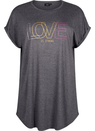 Chemise de nuit à manches courtes avec imprimé de texte, Black Mel. Love, Packshot image number 0