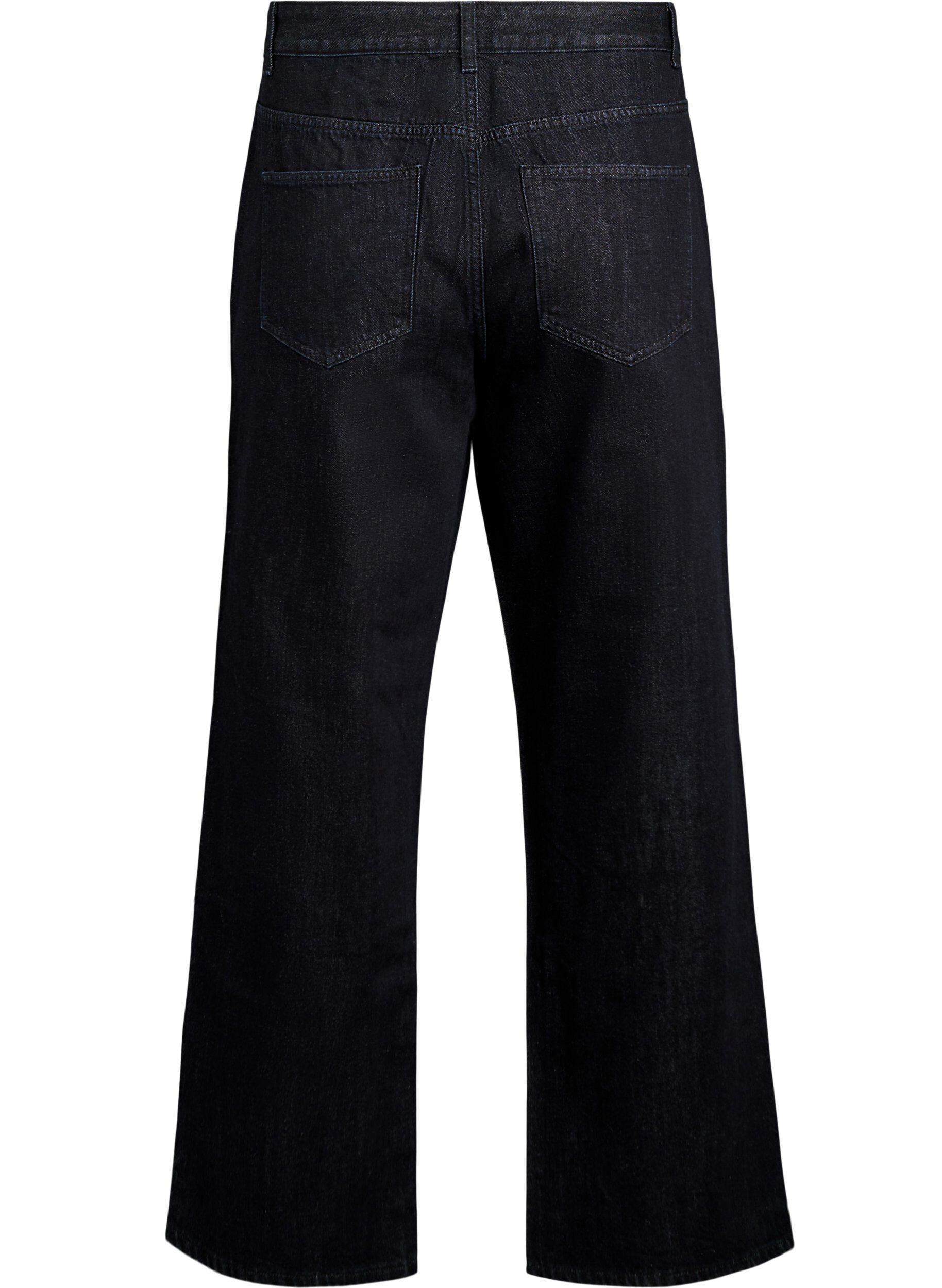Zizzi Jean coupe large avec un int&eacute;rieur doux et bross&eacute;, Noir, Packshot image number 1