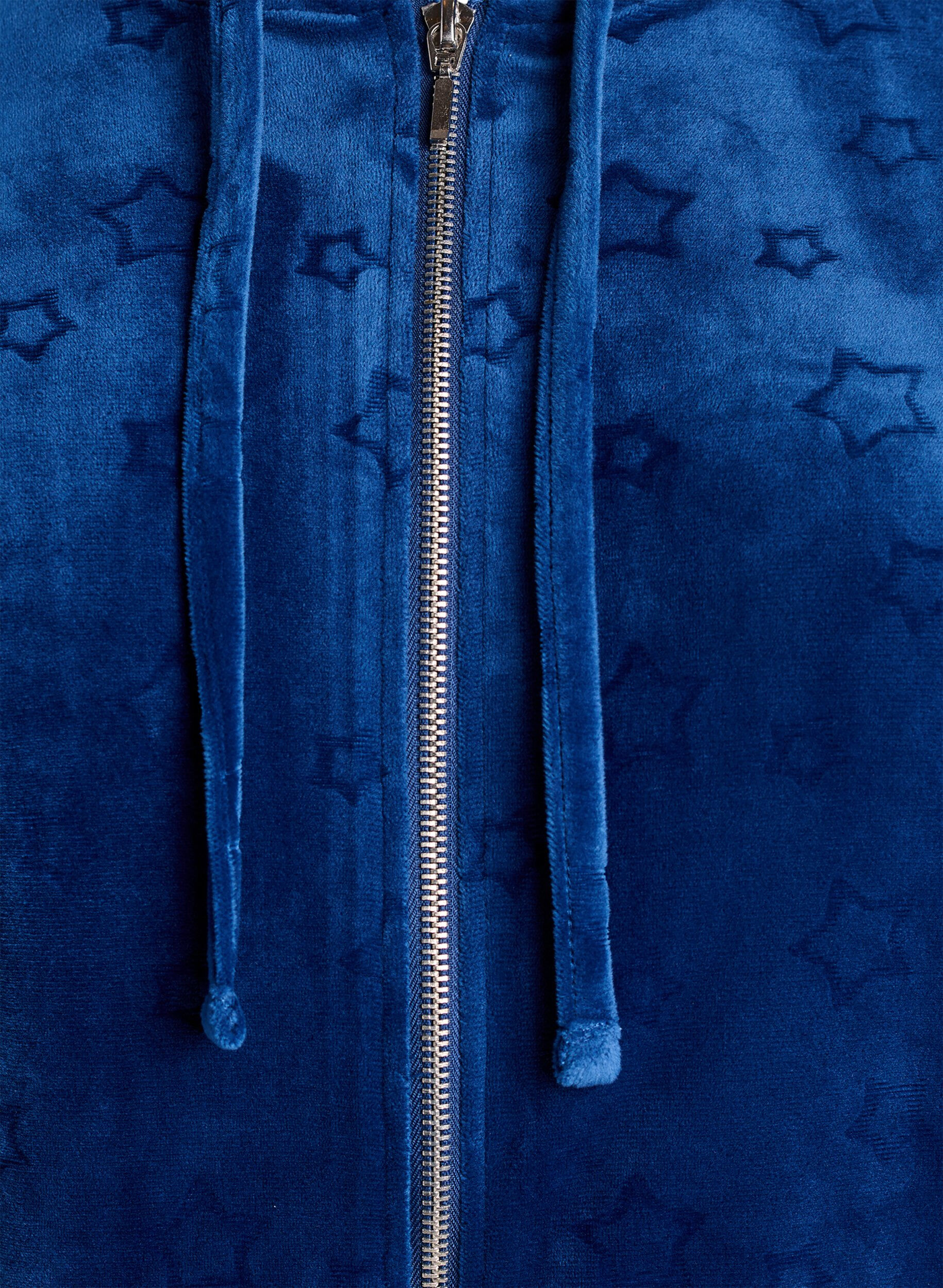 Zizzi Cardigan &agrave; capuche en velours avec poches, Bleu, Packshot image number 2