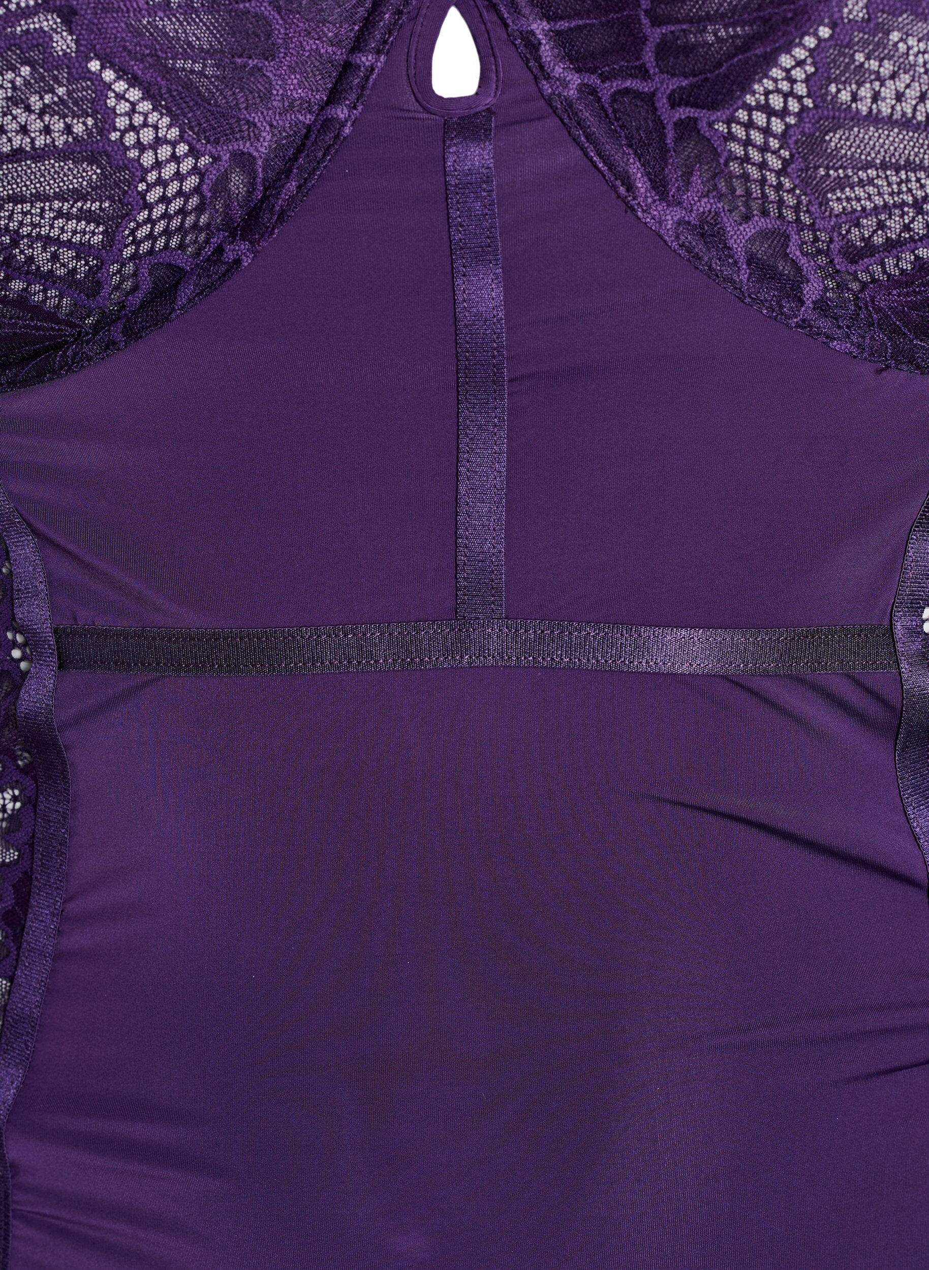 Zizzi Body en dentelle et microfibre avec armatures, Violet, Packshot image number 2