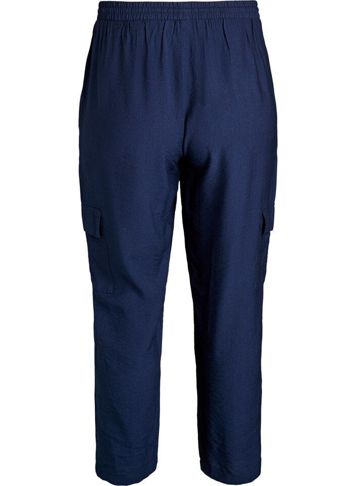 Pantalon cargo taille haute, Bleu, Packshot image number 1