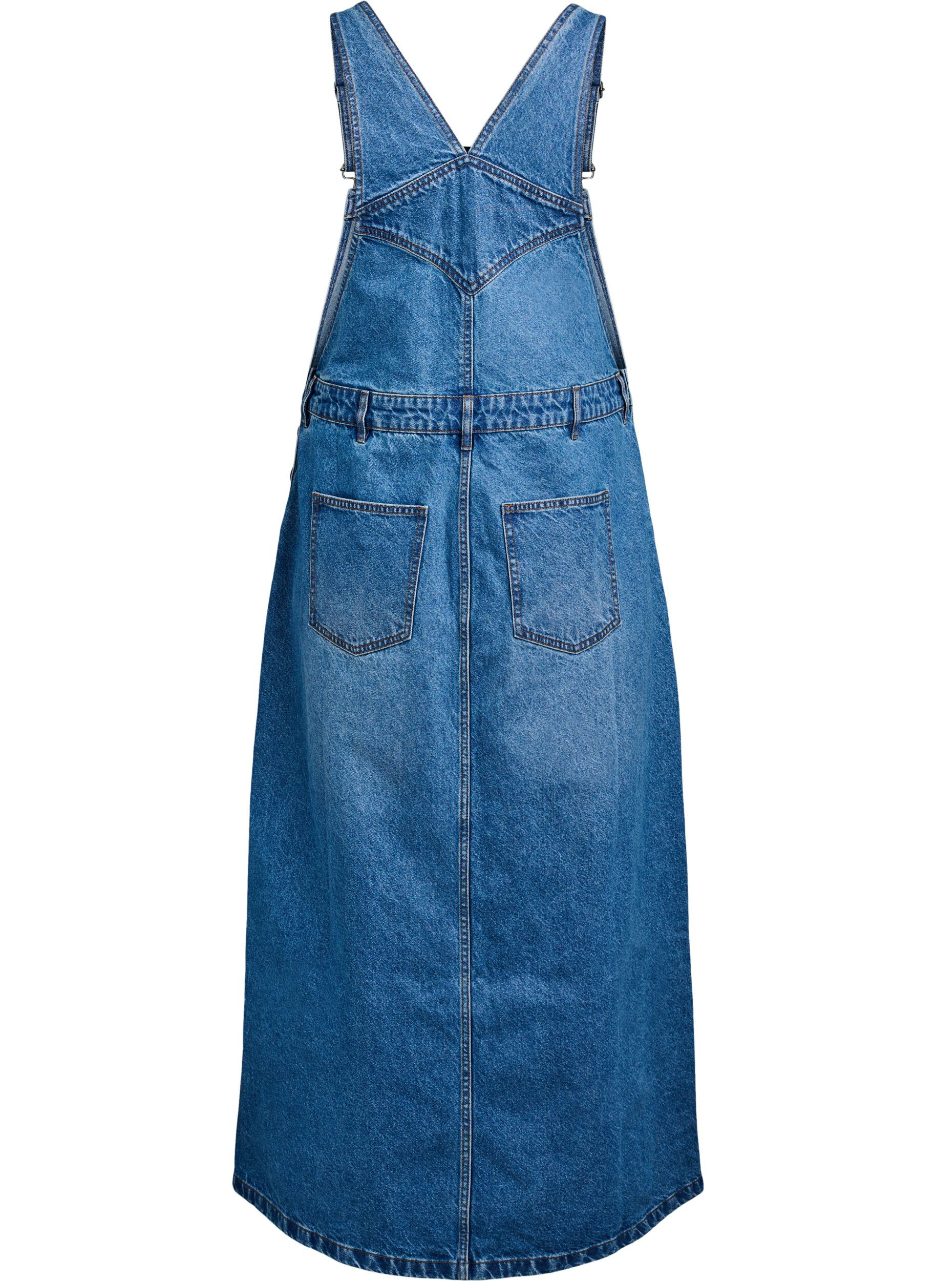 Zizzi Robe en jean midi, Blue Denim, Packshot image number 1