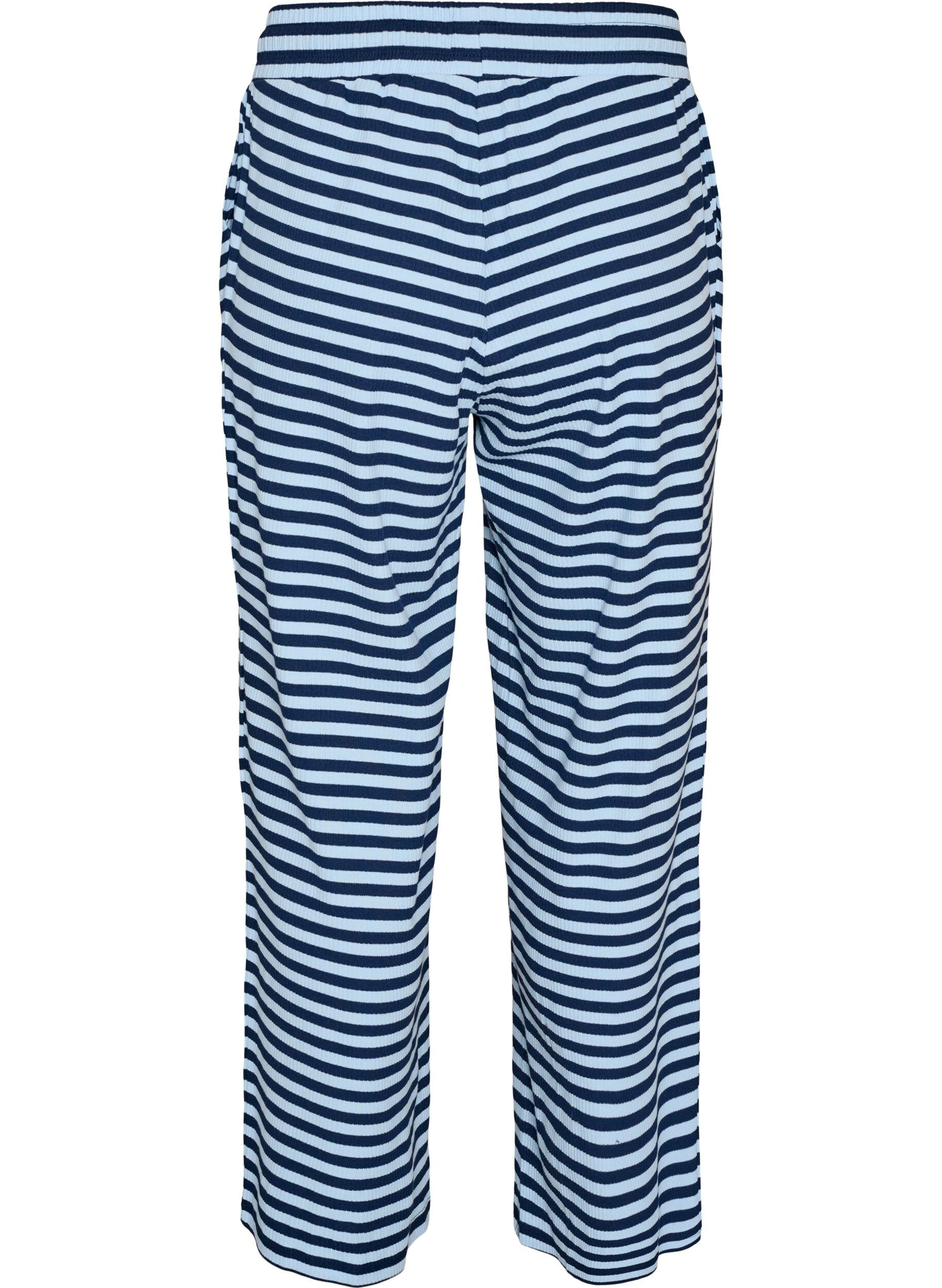 ZizziPantalon de pyjama ray&eacute; &agrave; taille haute et coupe ample, Bleu, Packshot image number 1
