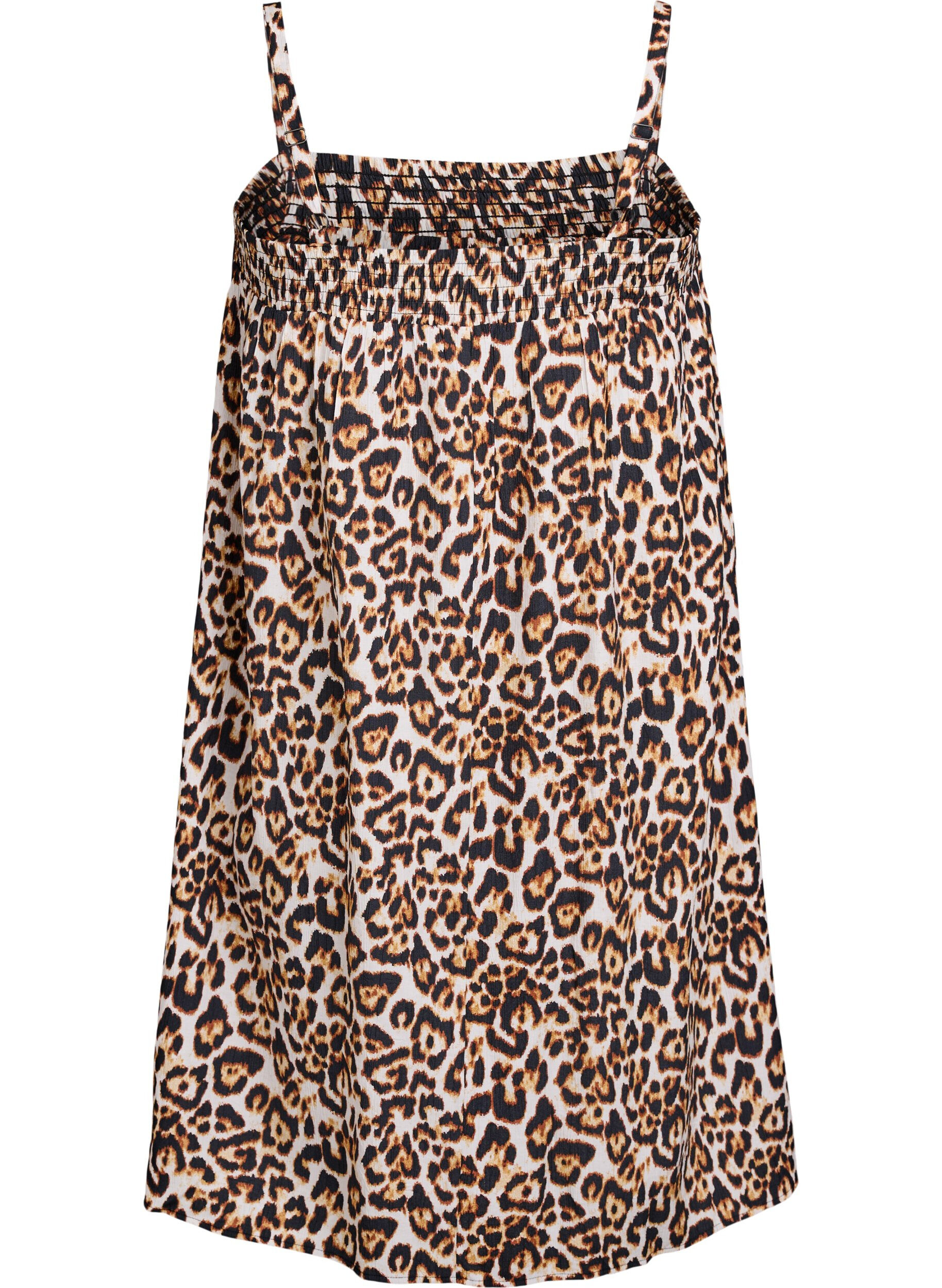 Zizzi Robe courte en viscose avec bretelles spaghetti, Beige, Packshot image number 1