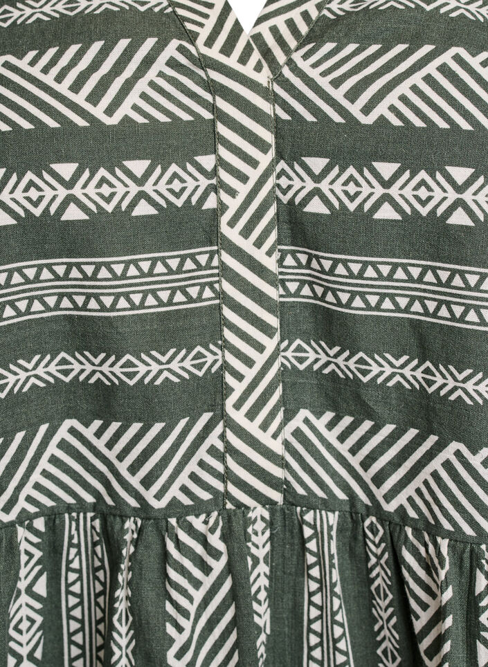 Robe courte à imprimé graphique et manches 3/4, Vert, Packshot image number 2