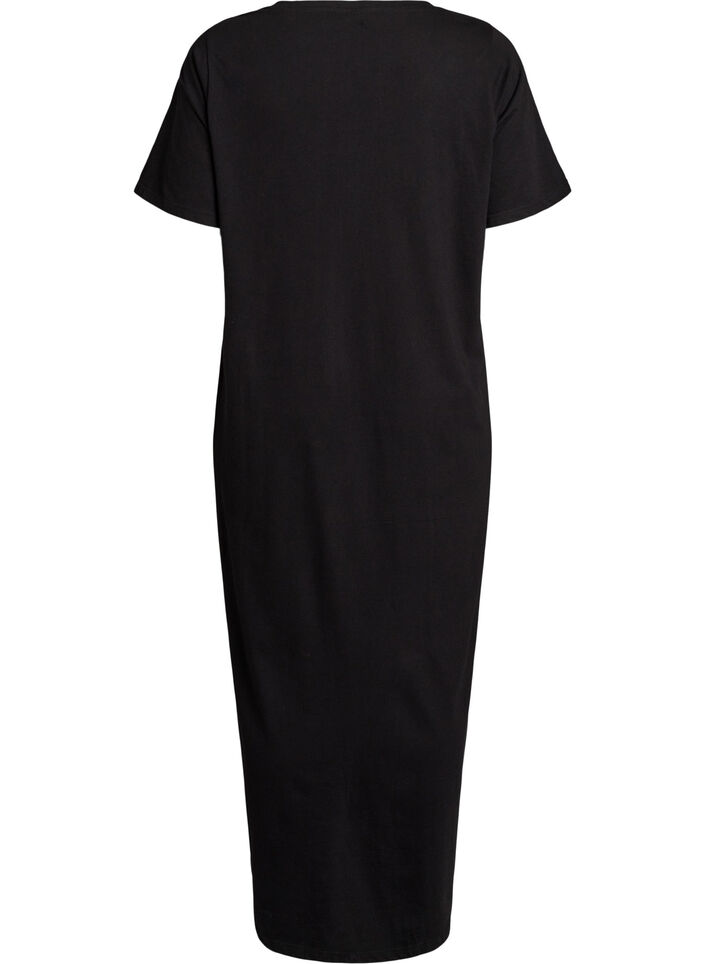 Chemise de nuit midi en coton biologique, Noir, Packshot image number 1