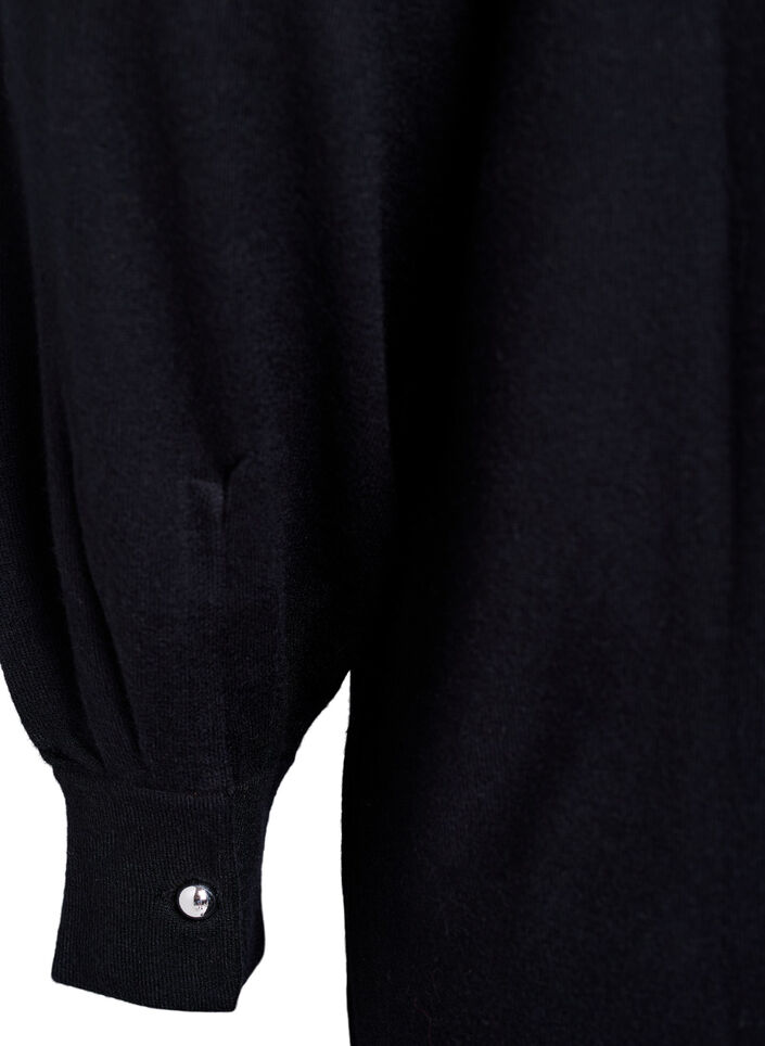 Robe courte en maille avec manches raglan, Noir, Packshot image number 3