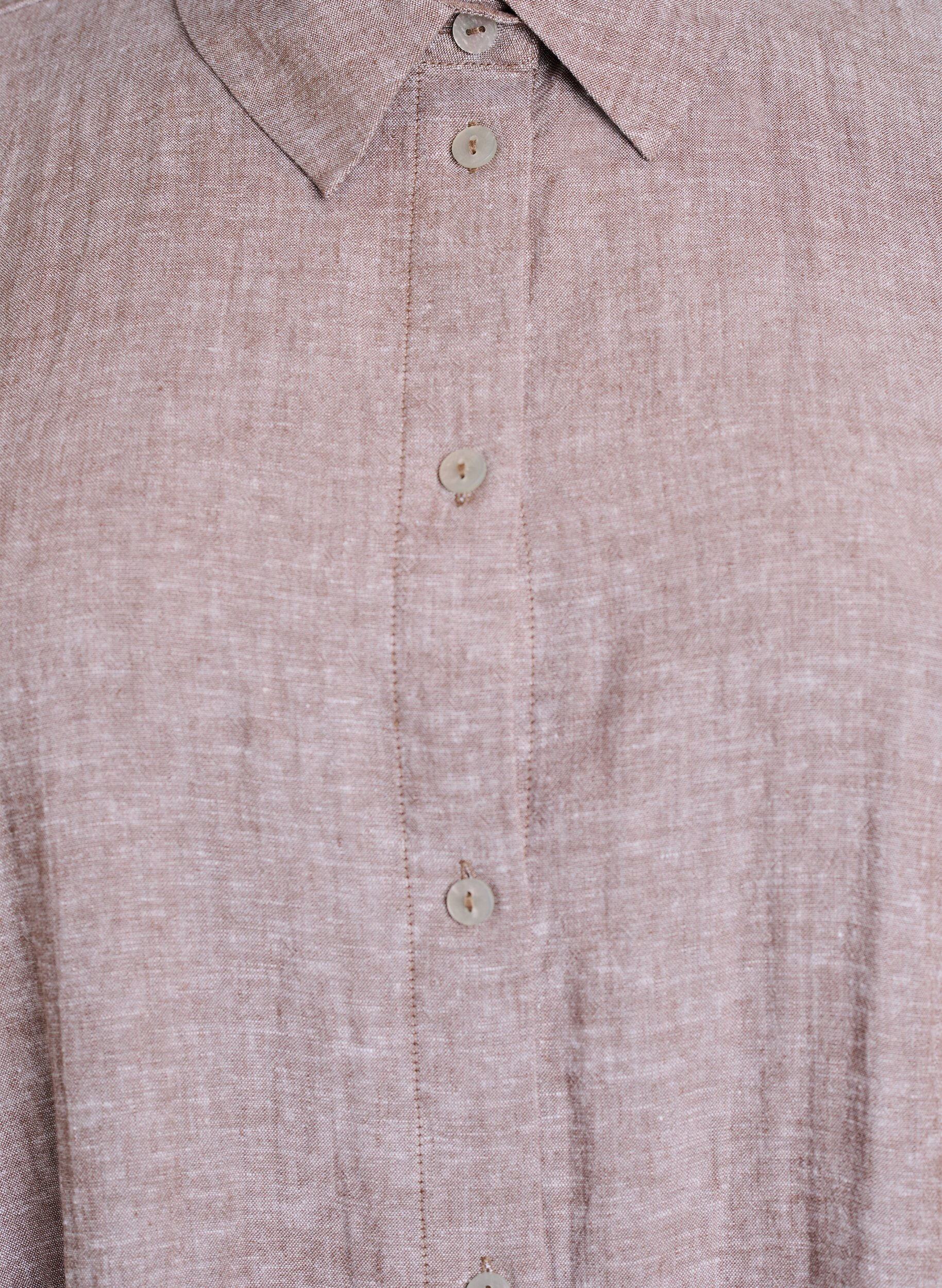 Zizzi Chemise longue en viscose et en lin, Marron, Packshot image number 2