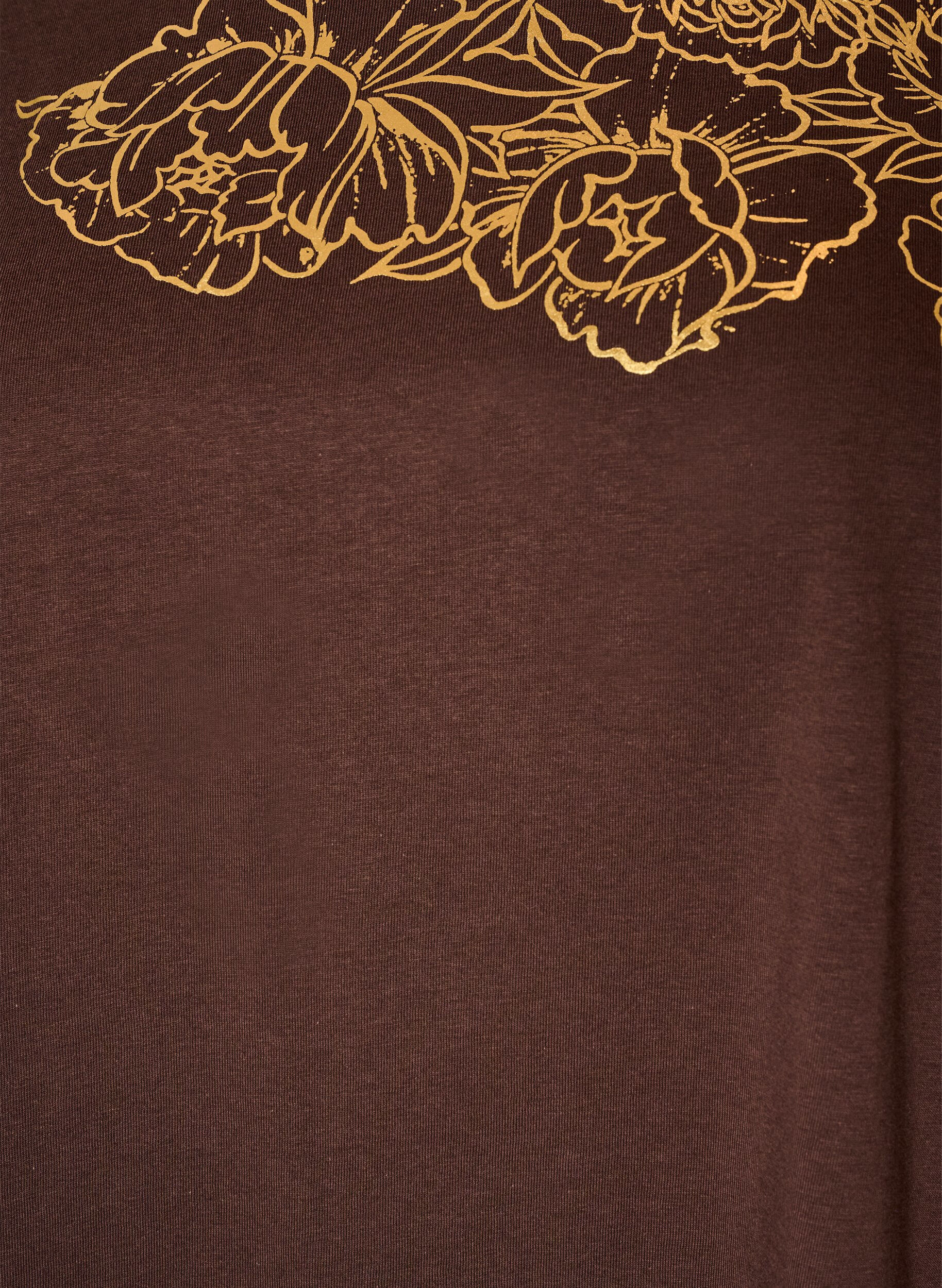 ZizziT-shirt en coton &agrave; imprim&eacute; floral, Marron, Packshot image number 2
