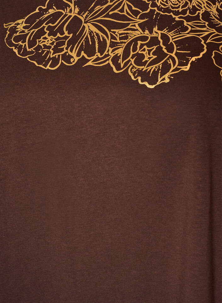 T-shirt en coton &agrave; imprim&eacute; floral, Marron, Packshot image number 2