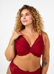 Soutien-gorge en dentelle rembourré avec armature, Rouge, Model image number 0