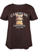 T-shirt en coton avec imprim&eacute; chat et col rond, Marron, Packshot image number 0