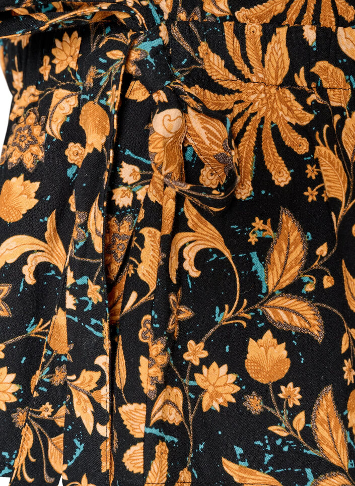 Blouse fleurie en coton avec lien &agrave; nouer, Orange, Packshot image number 3