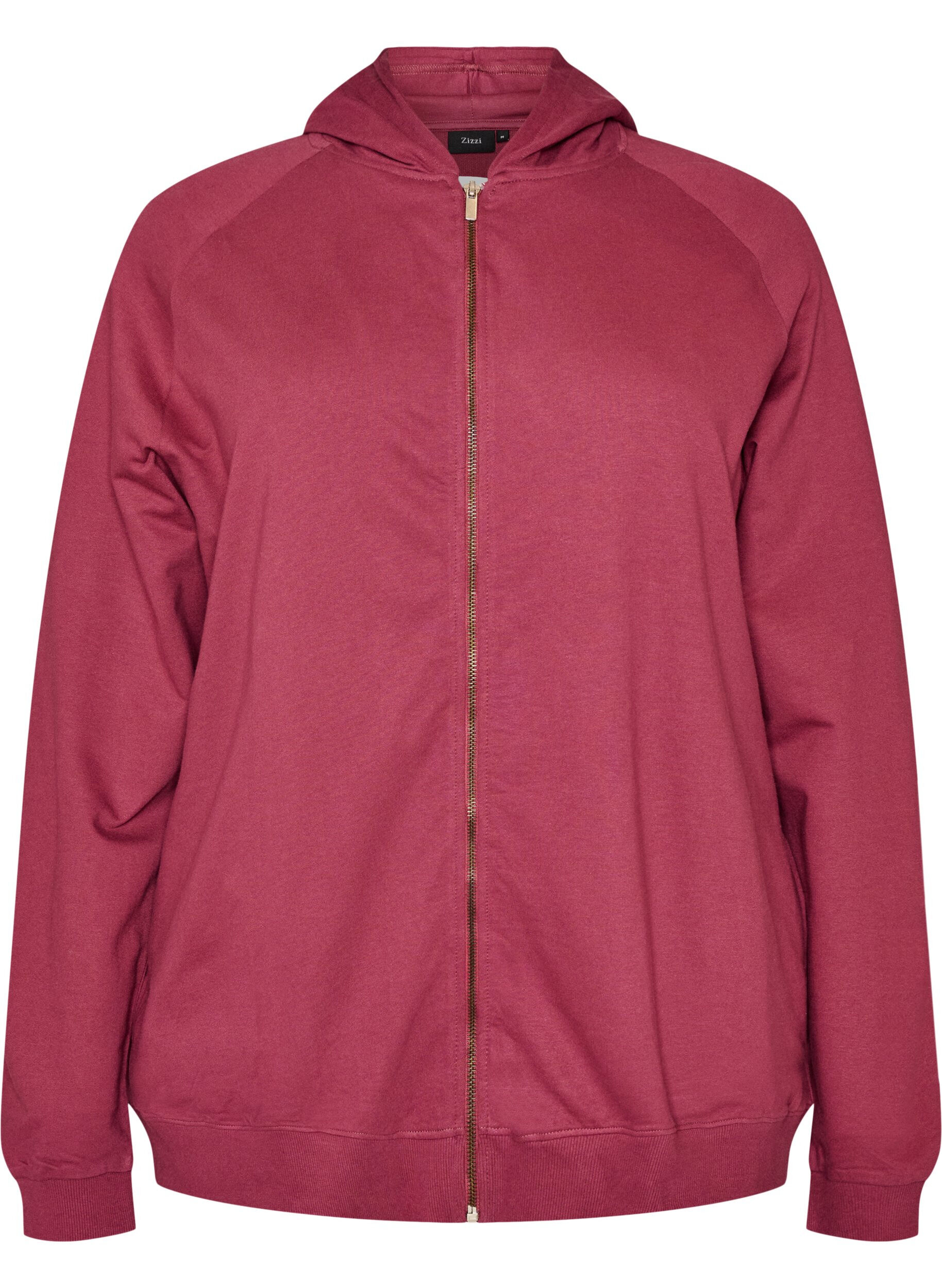 ZizziSweat &agrave; capuche zipp&eacute; avec imprim&eacute; au dos, Bordeaux, Packshot image number 0