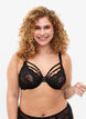 Soutien-gorge couvrant avec dentelle et lacets, Black, Model image number 0