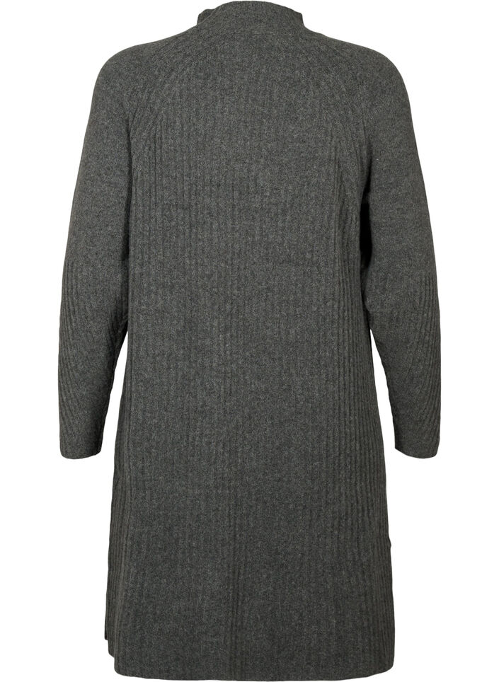 Robe en Tricot Côtelé avec Col roulé, Dark Grey Melange, Packshot image number 1