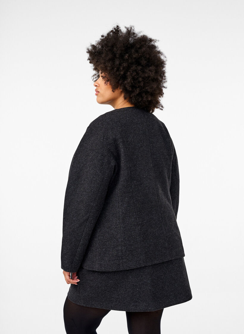 Jupe courte à coupe A, Dark Grey Melange, Model image number 1