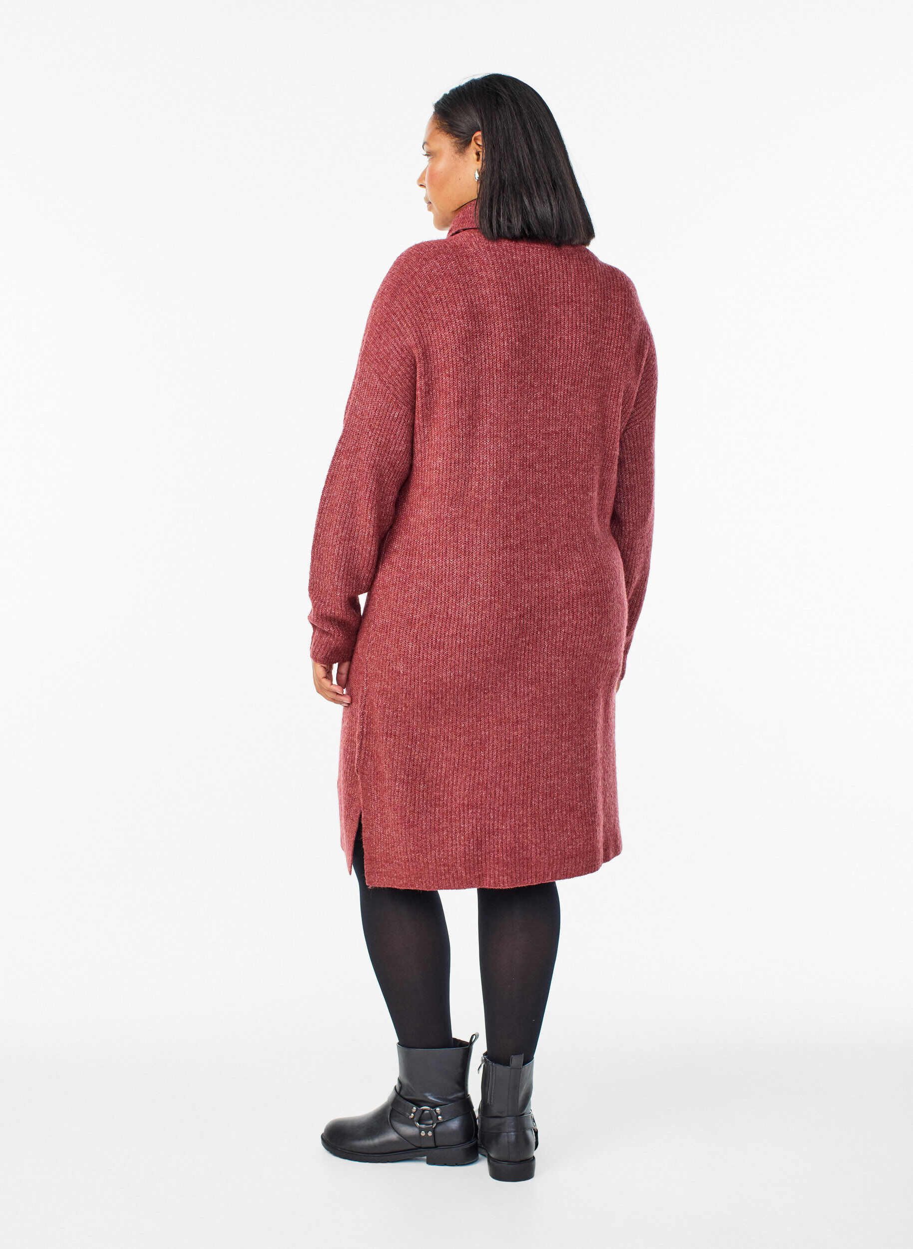 ZizziRobe en maille &agrave; col roul&eacute;, Bordeaux, Model image number 1
