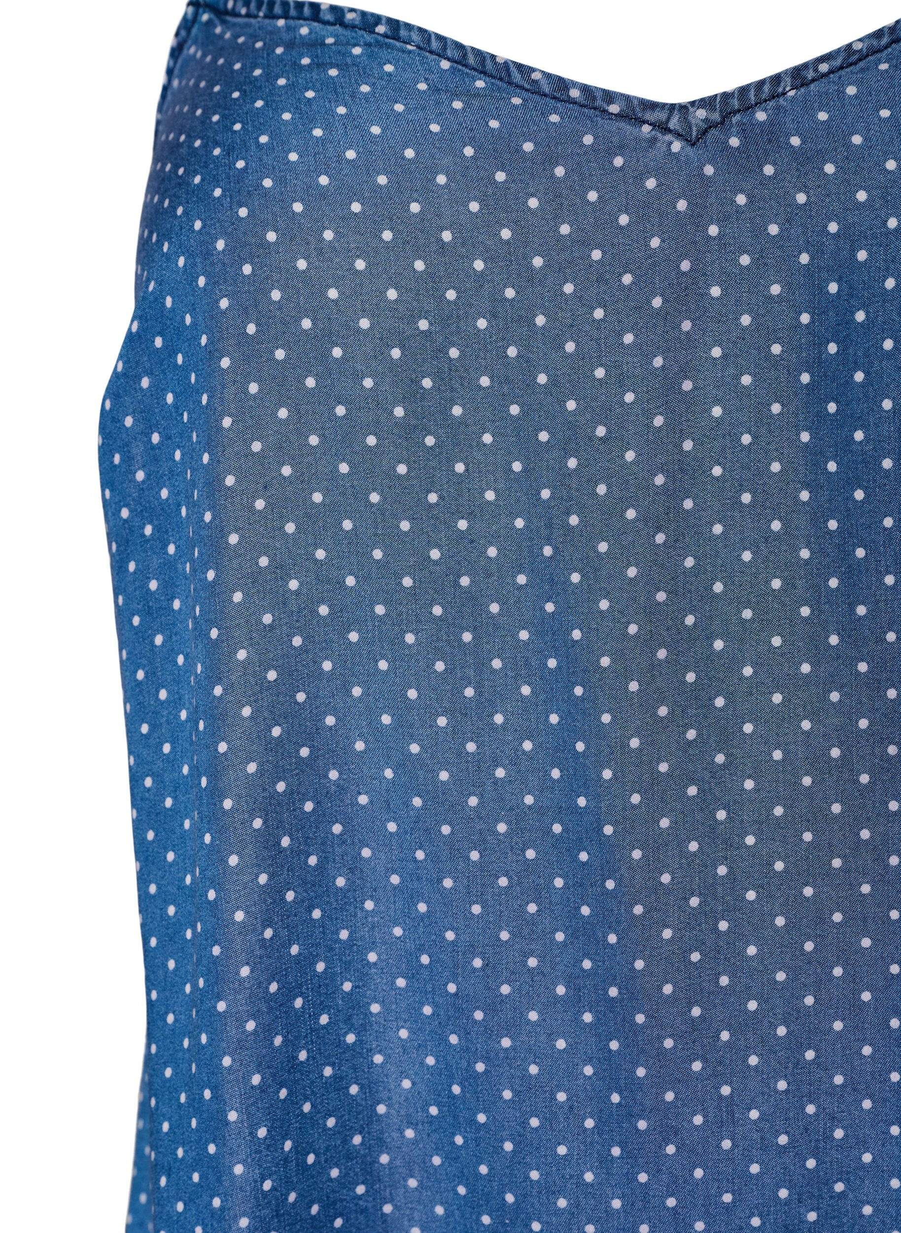 Zizzi Robe mi-longue &agrave; bretelles en TENCEL&trade; Lyocell aspect denim, Bleu, Packshot image number 2