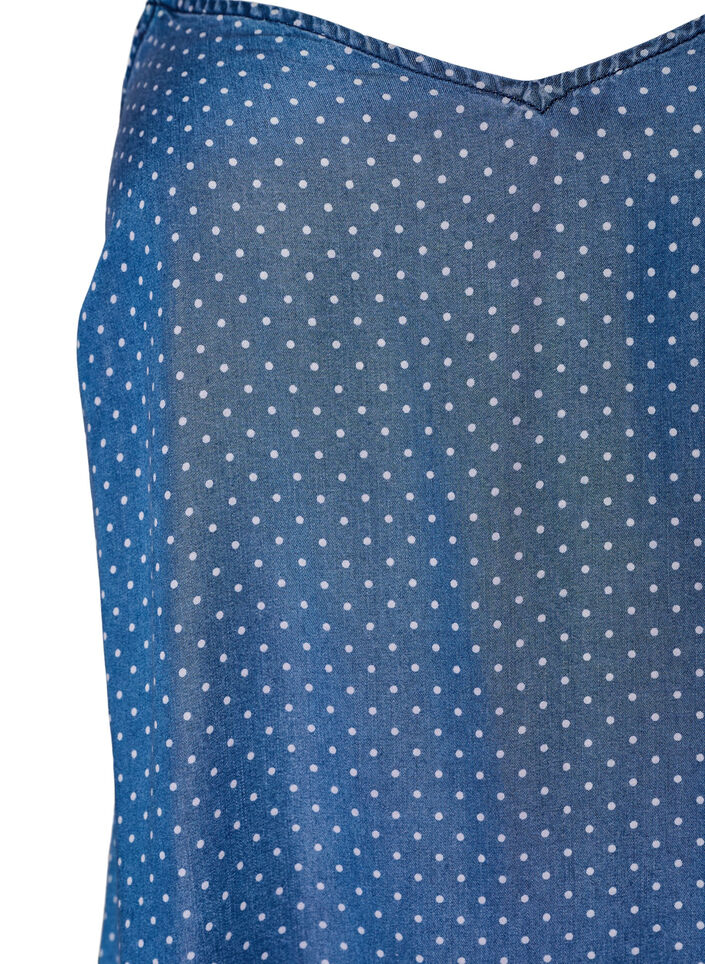 Robe mi-longue &agrave; bretelles en TENCEL&trade; Lyocell aspect denim, Bleu, Packshot image number 2