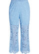 Pantalon taille haute en dentelle &agrave; coupe droite, Bleu, Packshot image number 0