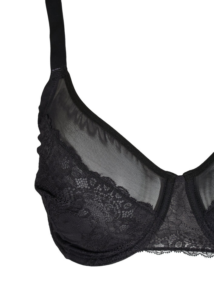 Soutien-gorge en dentelle avec résille, Black, Packshot image number 2