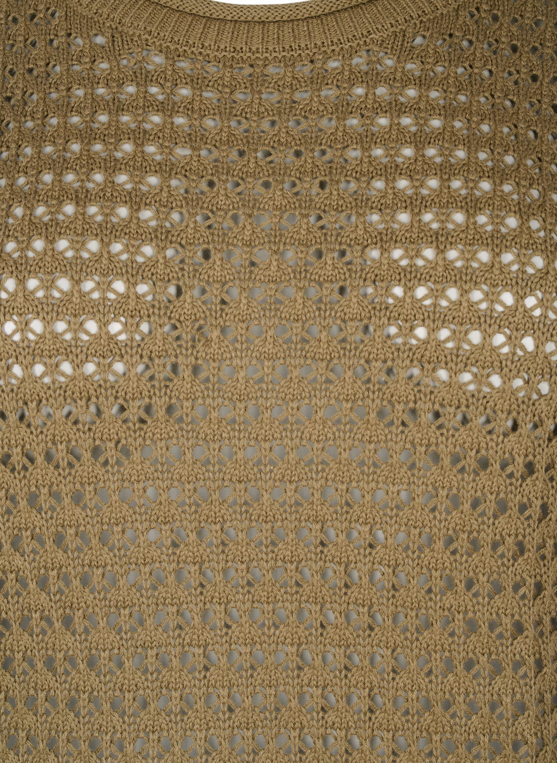 Zizzi Chemisier en tricot avec motif &agrave; trous, Dusky Green, Packshot image number 2