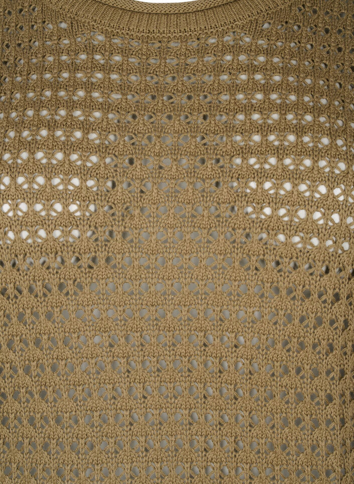 Chemisier en tricot avec motif à trous, Dusky Green, Packshot image number 2