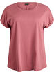 T-shirt &agrave; manches courtes en m&eacute;lange de coton, Rose, Packshot image number 0